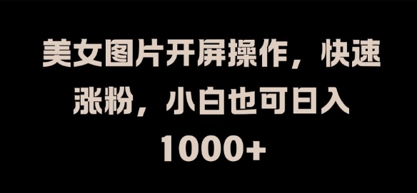 美女图片开屏操作，快速涨粉，小白也可日入1k【揭秘】-优优云网创