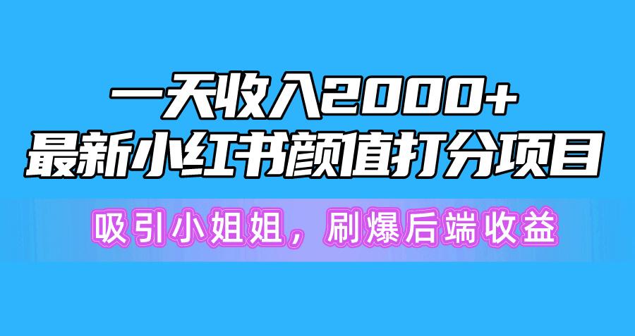一天收入2000+，最新小红书颜值打分项目，吸引小姐姐，刷爆后端收益-优优云网创