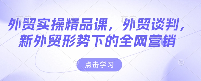 外贸实操精品课，外贸谈判，新外贸形势下的全网营销-优优云网创