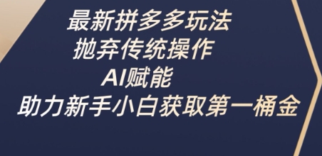 最新拼多多玩法，抛弃传统操作，AI赋能，助力新手小白获取第一桶金-优优云网创