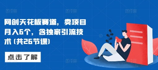 网创天花板赛道，卖项目月入6个，含独家引流技术(共26节课)-优优云网创