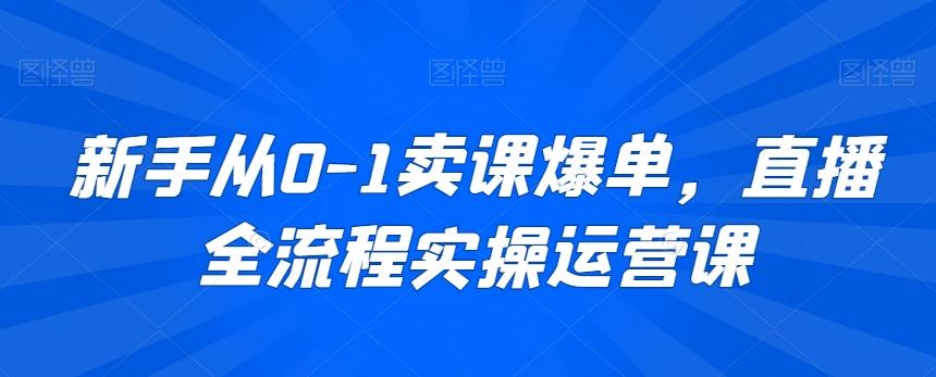 新手从0-1卖课爆单，直播全流程实操运营课-优优云网创