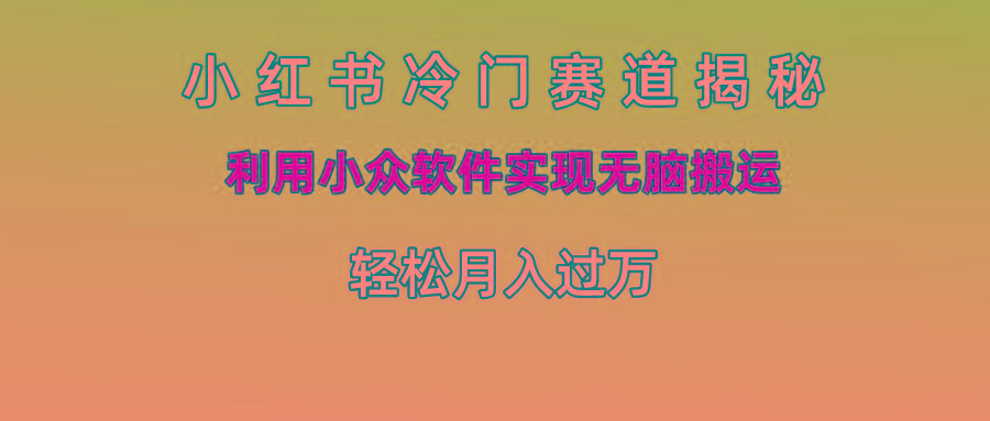 小红书冷门赛道揭秘,利用小众软件实现无脑搬运，轻松月入过万-优优云网创
