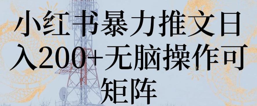 小红书暴力推文日入200+无脑操作可矩阵【揭秘】-优优云网创