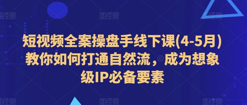 短视频全案操盘手线下课(4-5月)教你如何打通自然流，成为想象级IP必备要素-优优云网创
