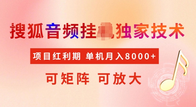 首发搜狐音频挂JI，项目红利期，可矩阵可放大，稳定月入5k【揭秘】-优优云网创