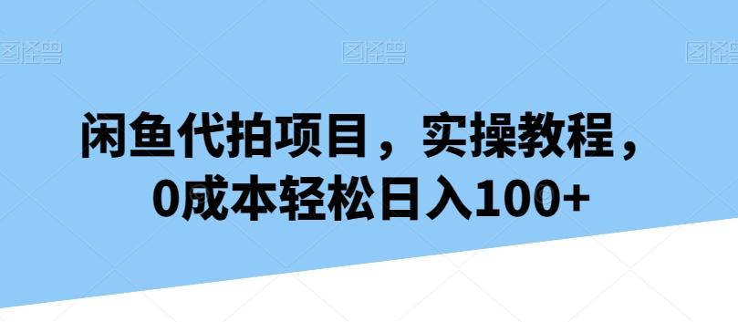闲鱼代拍项目，实操教程，0成本轻松日入100+-优优云网创