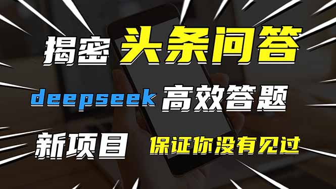 头条问答，刚出的新玩法！保证你没见过！用DeepSeek去高效答题，一个账…-优优云网创