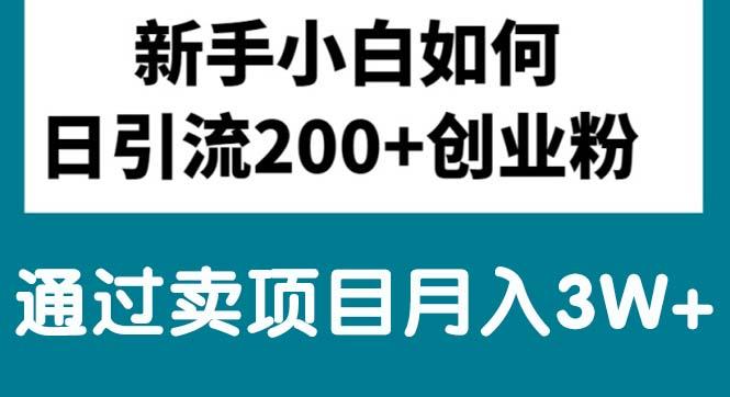 新手小白日引流200+创业粉,通过卖项目月入3W+-优优云网创