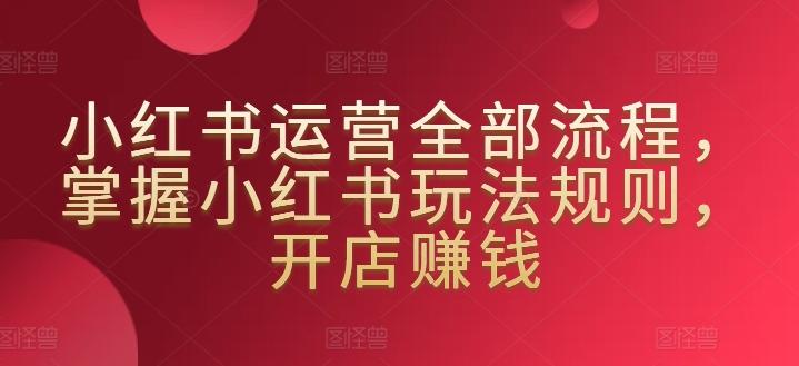 小红书运营全部流程，掌握小红书玩法规则，开店赚钱-优优云网创