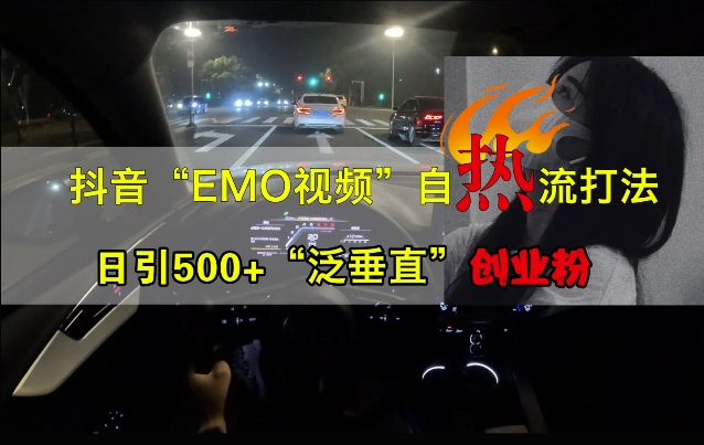 抖音EMO视频自热打法，日引500+“泛垂直”创业粉-优优云网创