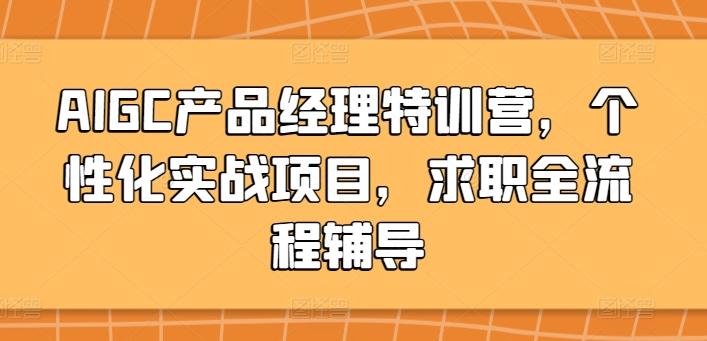 AIGC产品经理特训营，个性化实战项目，求职全流程辅导-优优云网创
