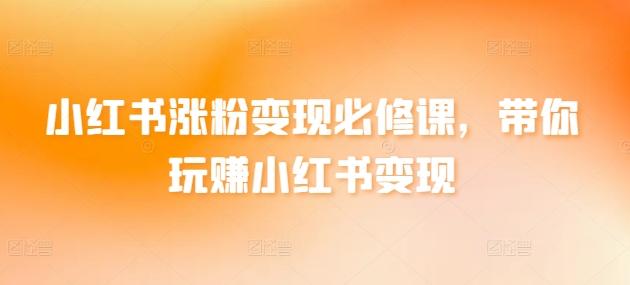 小红书涨粉变现必修课，带你玩赚小红书变现-优优云网创