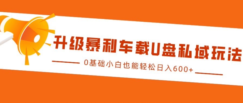 升级暴利车载U盘私域玩法，0基础小白也能轻松日入多张【揭秘】-优优云网创