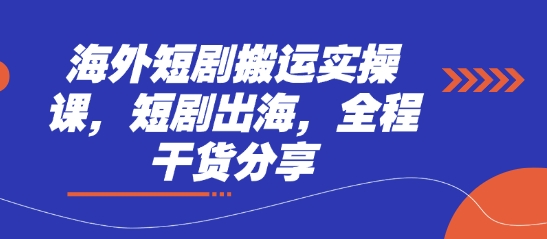 海外短剧搬运实操课，短剧出海，全程干货分享-优优云网创