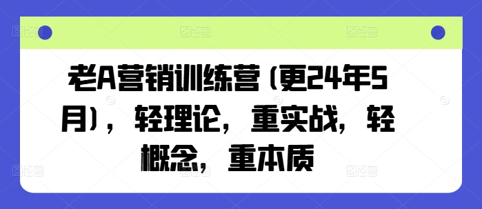 老A营销训练营(更25年3月)，轻理论，重实战，轻概念，重本质-优优云网创