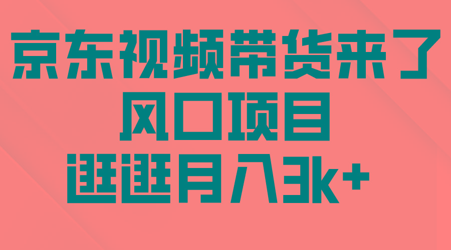 (10025期)京东短视频带货来了，风口项目，逛逛月入3k+-优优云网创