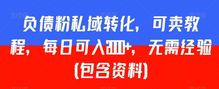 负债粉私域转化，可卖教程，每日可入2000+，无需经验（包含资料）【揭秘】-优优云网创