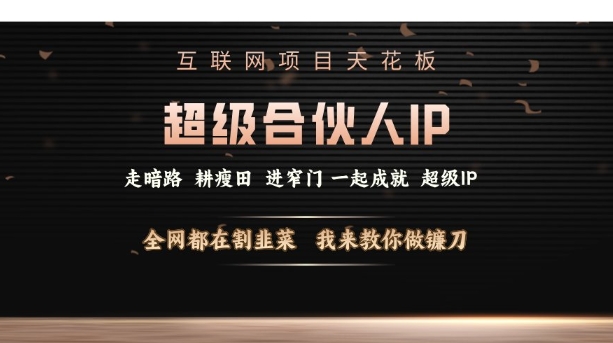互联网项目天花板，超级合伙人IP，全网都在割韭菜，我来教你做镰刀【仅揭秘】-优优云网创