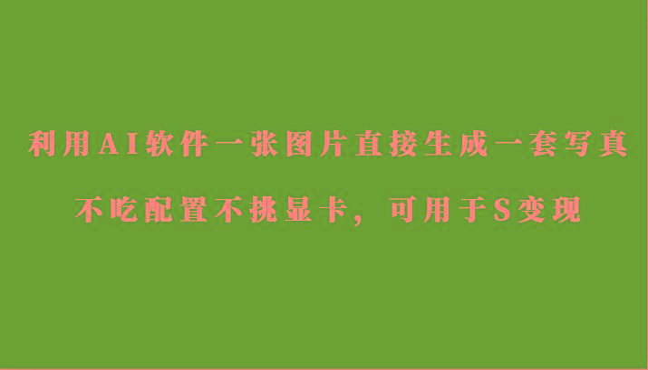 利用AI软件只需一张图片直接生成一套写真，不吃配置不挑显卡，可用于S变现-优优云网创