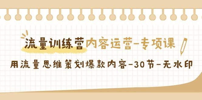 流量训练营之内容运营专项课，用流量思维策划爆款内容(30节课)-优优云网创